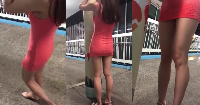 港女著摟屌裙 天橋柱邊企喺度屙尿