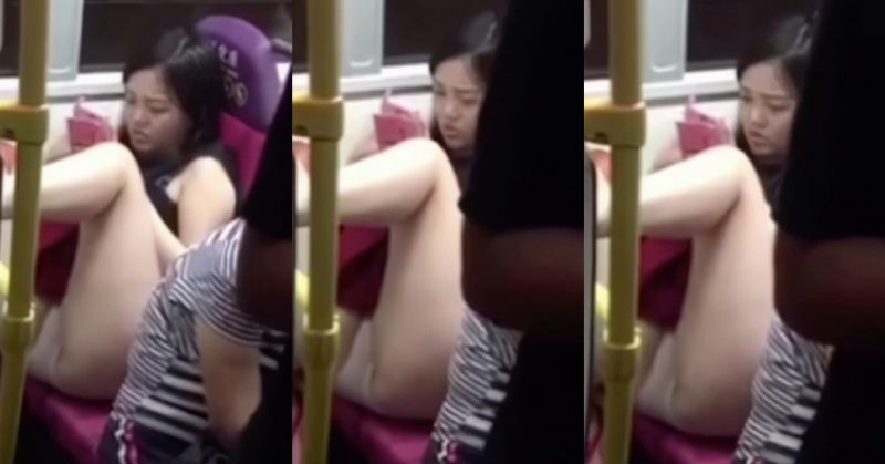 香港少女巴士抬腳走光露白底