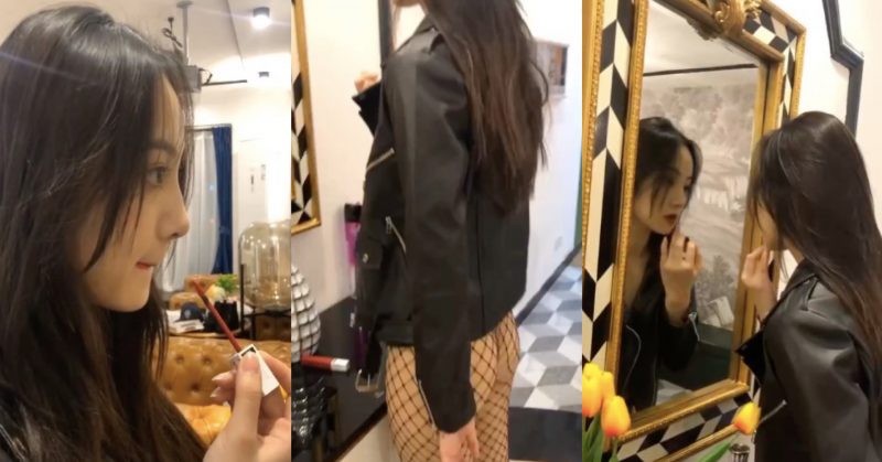 超索皮褸黑網襪女真空照鏡